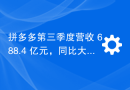 拼多多第三季度营收 688.4 亿元，同比大涨 93.9%