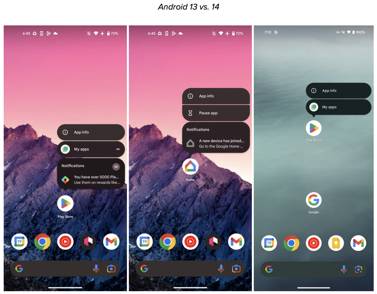 谷歌 Android 14 取消 App“Shortcut”消息通知功能，长按应用仅显示小部件等快捷项目