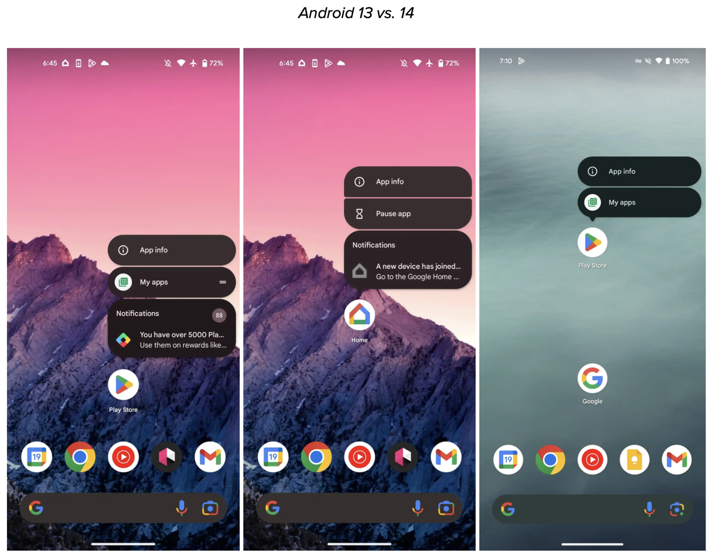 Google Android 14 取消 App「Shortcut」訊息通知功能，長按應用程式僅顯示小工具等快速項目