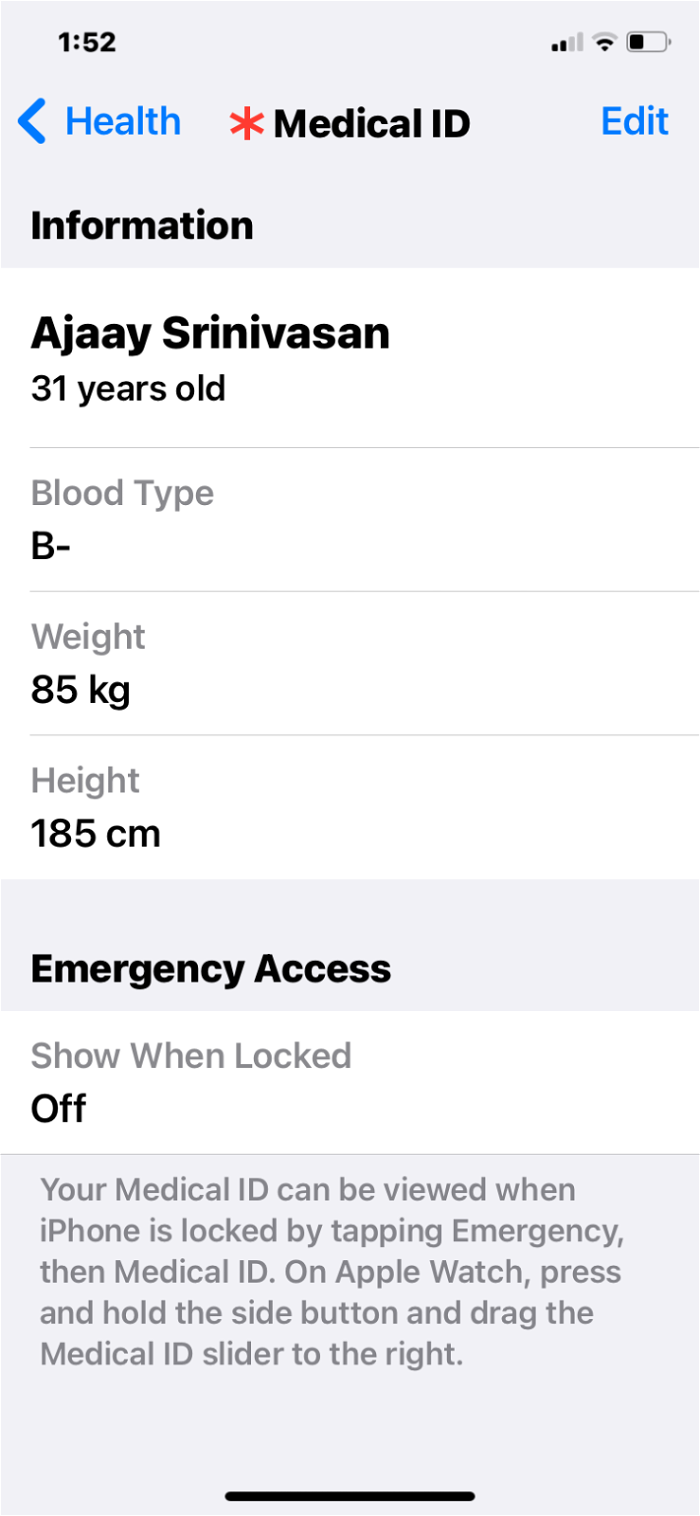 在iPhone上编辑医疗急救卡的方法