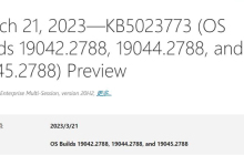 发布Win10 Build 19045.2788 预览版更新补丁KB5023773