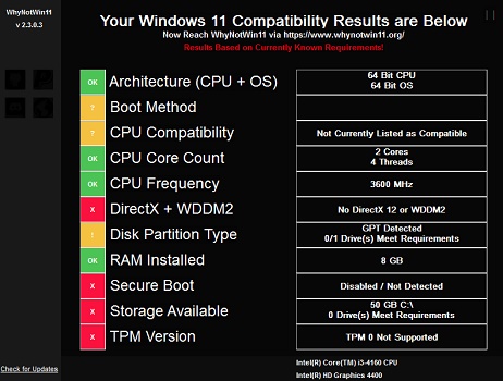 Details dazu, ob der i3 der 4. Generation auf Win11 aktualisiert werden kann