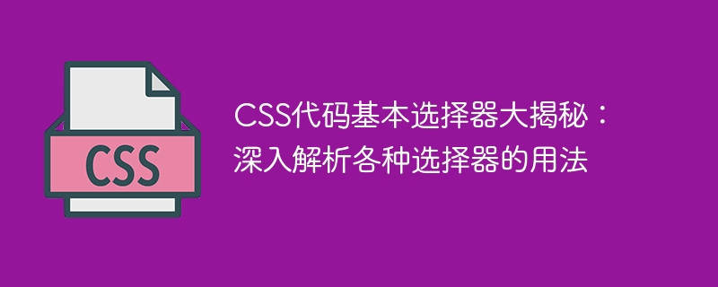 CSS代码基本选择器大揭秘：深入解析各种选择器的用法