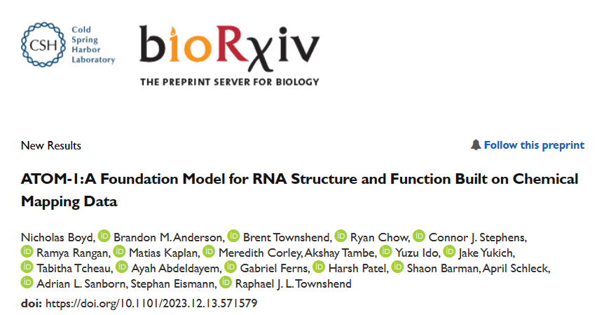 RNA 신약 발견의 돌파구, 최초의 RNA 기본 모델, 10억개 이상의 뉴클레오티드 수준 측정 기술 공개