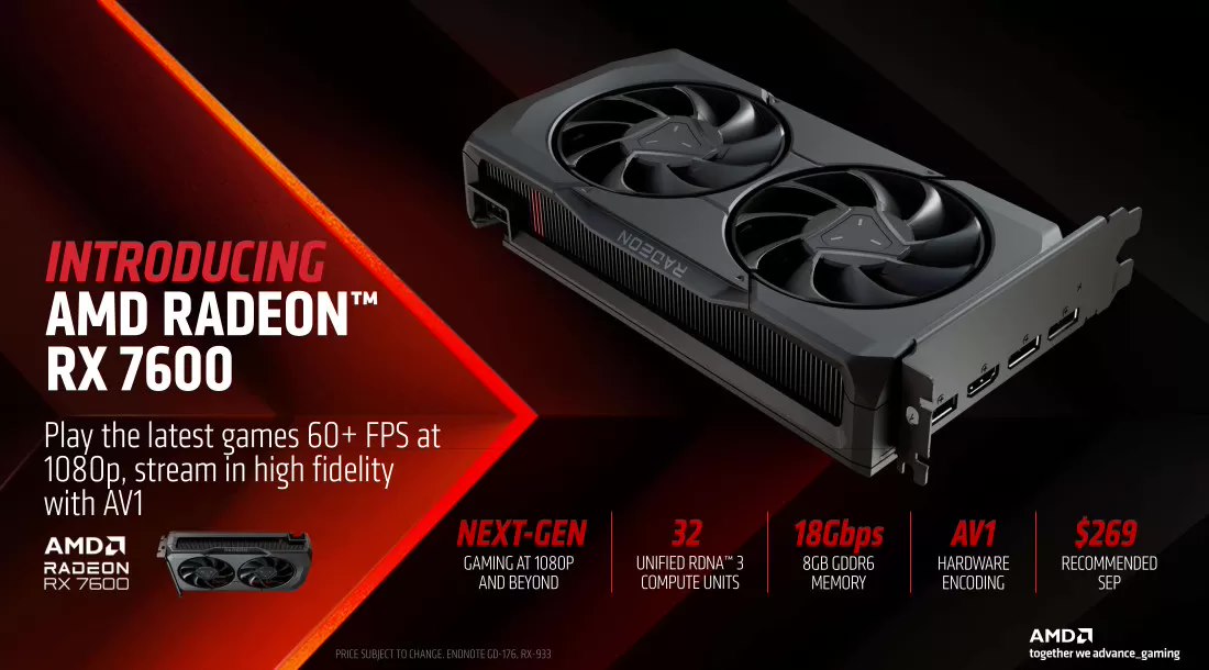 消息称 AMD RX 7600 XT 显卡 1 月发布