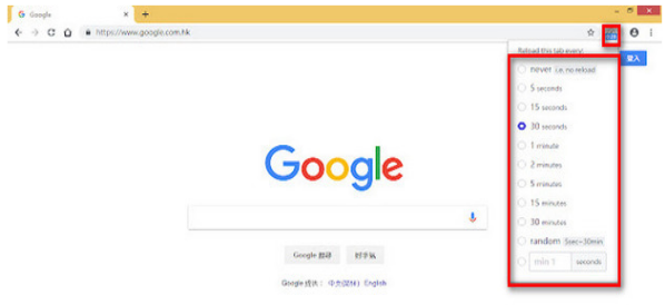 How to set up automatic refresh of web pages in Google Chrome
