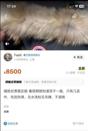 加拿大鹅援助甘肃震区物资被倒卖为谣言,造谣者已被刑事拘留