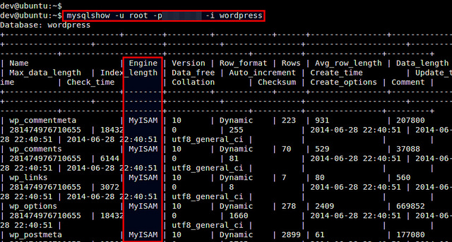 Linux上检查MySQL数据表的存储引擎类型三板斧