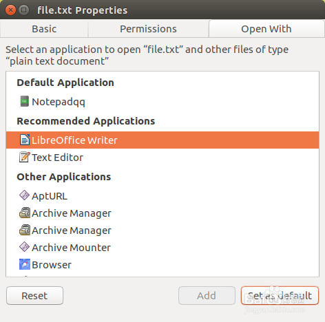 How to change the default opening method of files in Ubuntu system