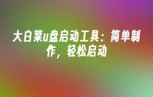 制作简单，轻松启动的大白菜U盘启动工具