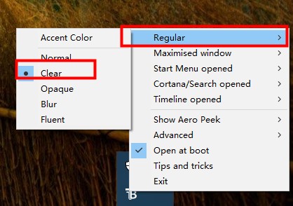 How to set the Windows 10 search bar to be transparent