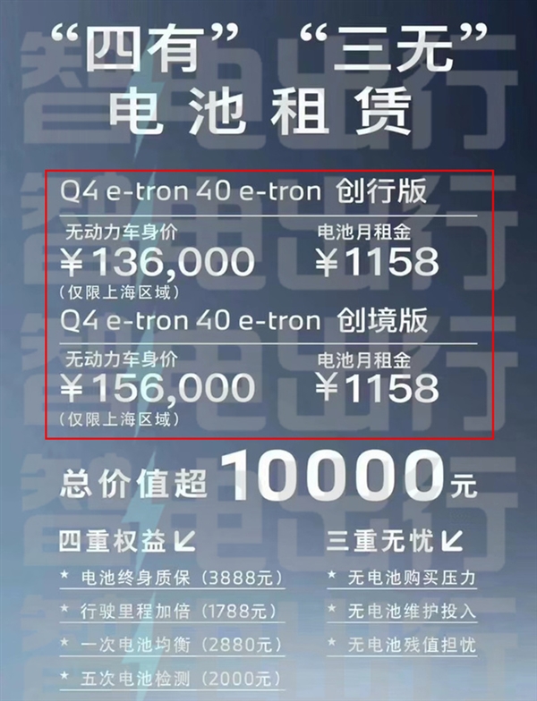 一汽奥迪上海推行车电分离方案，Q4 e-tron性价比凸显