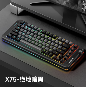 迈从推出 X75 三模机械键盘“绝地暗黑”款:82 键鲸海轴,到手 359 元