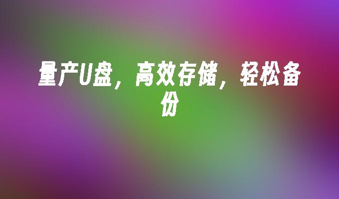 高效备份，轻松存储，大规模生产U盘