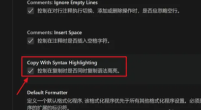 Vscode怎么控制复制语法高亮