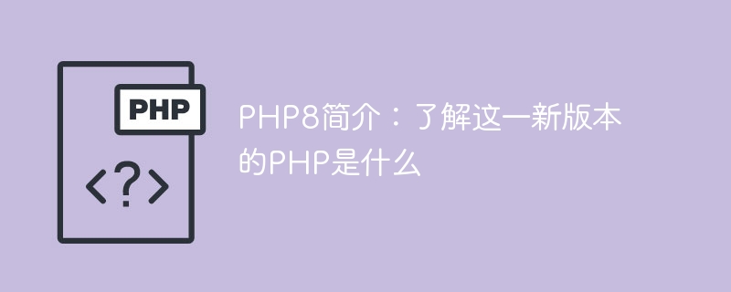 PHP8简介：了解这一新版本的PHP是什么