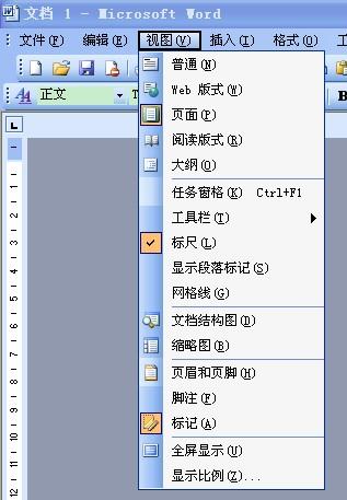 三种视图模式下word文档中可显示水平尺