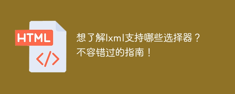 不要错过的指南：了解lxml选择器支持的功能