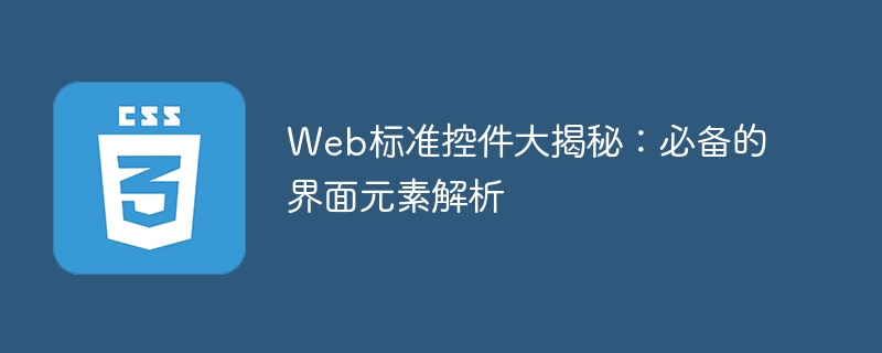 重要な Web 標準コントロールを明らかにする: インターフェイス要素の詳細な分析