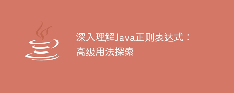 Java 正規表現の高度な使用法の詳細な調査