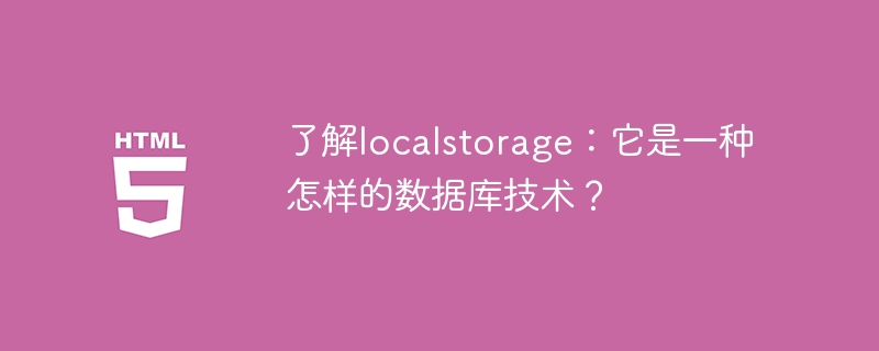 로컬스토리지 분석: 어떤 유형의 데이터베이스 기술인가?