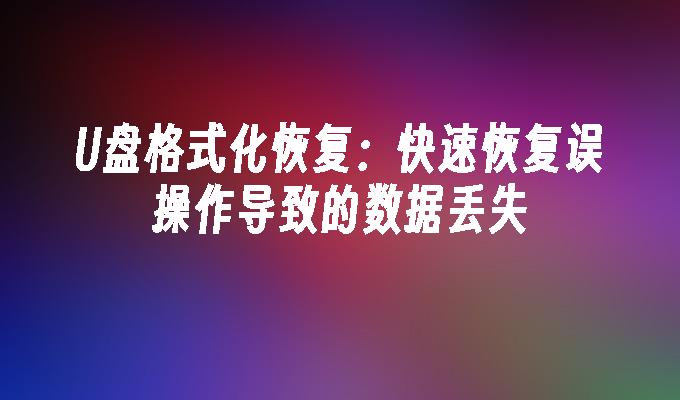 数据恢复在误操作导致的U盘格式化中的快速解决方法