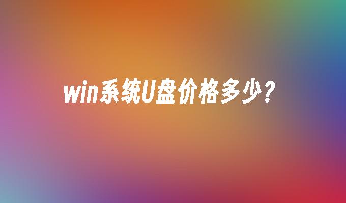 U盘的价格在win系统中是多少？