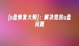 [u盘修复大师]：解决您的u盘问题