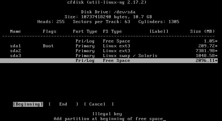 Penjelasan terperinci tentang langkah-langkah pengendalian alat partition cfdisk di bawah CentOS