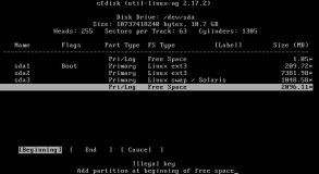 CentOS分区cfdisk操作详解