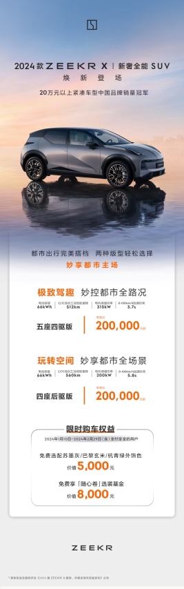 2024款极氪X焕新登场，价格从20.00万元起