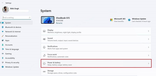 Tutorial on how to check the battery in win11