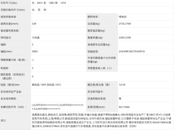 智己L6纯电轿车申报信息曝光，设计时尚性能强劲