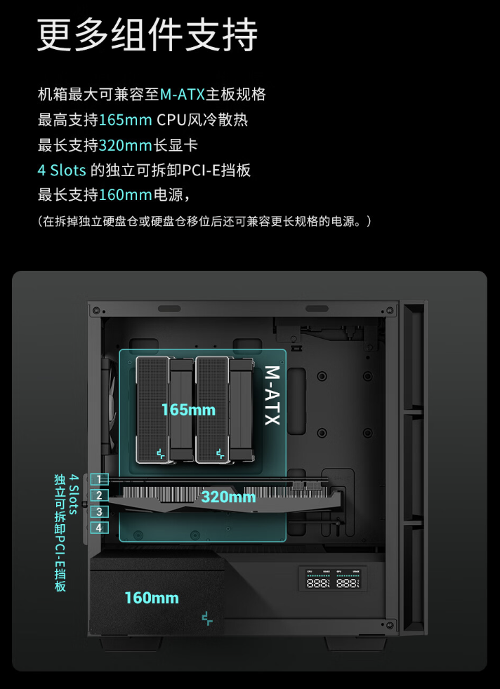 九州风神上架 CH360 数显版 MATX 机箱：3 颗 ARGB PWM 风扇，569 元起