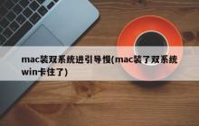 Mac安装双系统后引导速度缓慢（Mac安装了双系统后Windows启动卡顿）