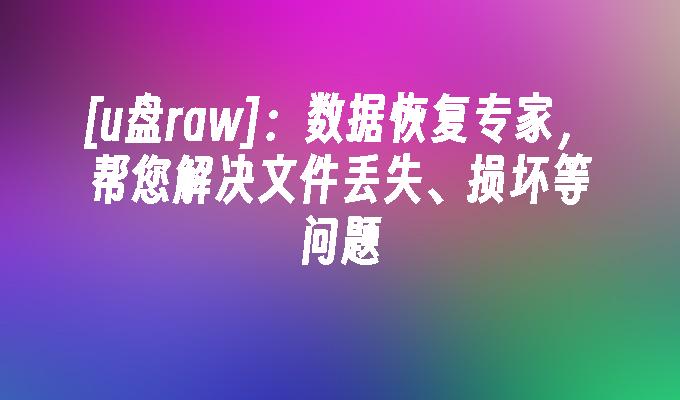 [u盘救急]：恢复文件，专业帮您解决丢失、损坏等问题