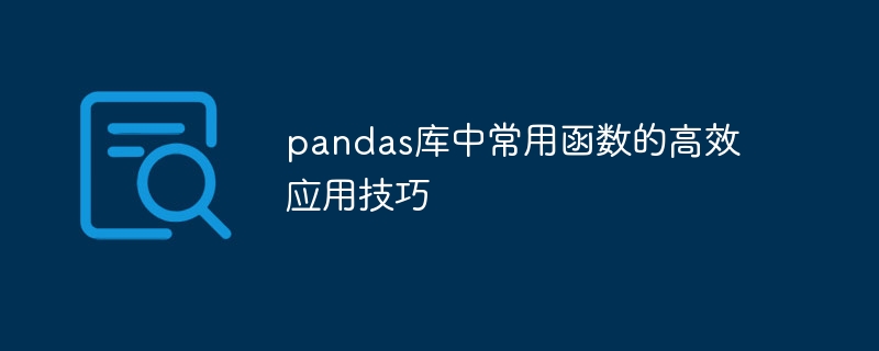 pandas库中常用函数的高效应用技巧