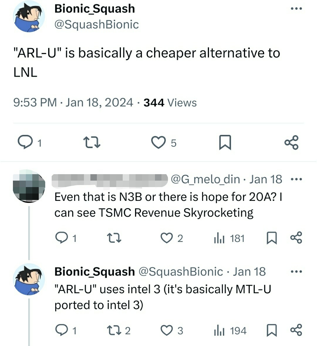 英特尔 Arrow Lake-U 处理器被曝为 Lunar Lake 低价替代品，采用 Intel 3 制程技术