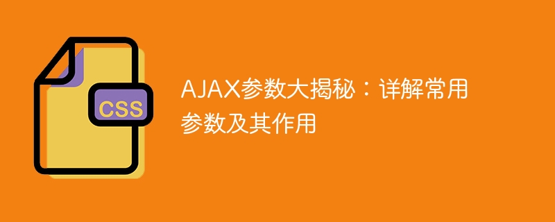 AJAX参数大揭秘：详解常用参数及其作用