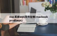 在MacBook Pro上，WPS文件存储位置在哪里？