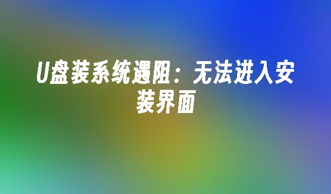 U盘装系统遇阻：无法进入安装界面