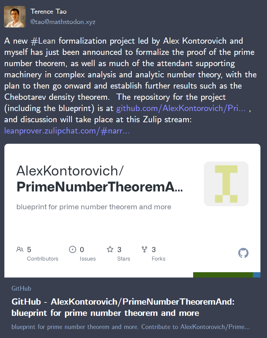 Projek baharu Tao Zhexuan: membuktikan teorem nombor perdana dalam Lean, pelan tindakan penyelidikan sudah sedia