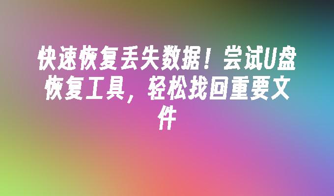 손실된 데이터를 빠르게 복구하세요! 중요한 파일을 쉽게 검색하려면 U 디스크 복구 도구를 사용해 보세요.