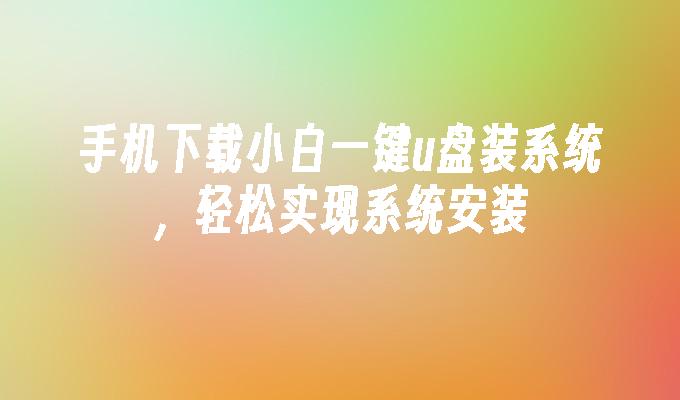 手机下载小白一键u盘装系统，轻松实现系统安装