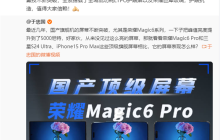 屏幕表现哪家强：荣耀Magic 6 Pro和三星S24 Ultra不相上下 超iPhone 15 Pro Max