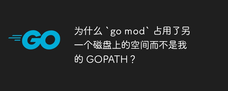 为什么 `go mod` 占用了另一个磁盘上的空间而不是我的 gopath？