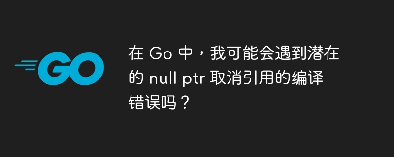 在 go 中，我可能会遇到潜在的 null ptr 取消引用的编译错误吗？