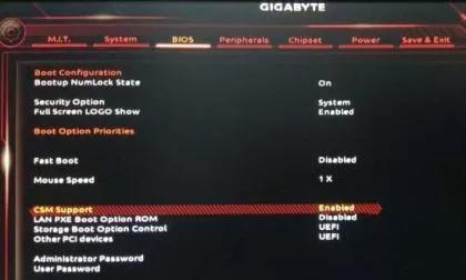 Gigabyte motherboard bios does not have a USB disk to boot and the system cannot be started