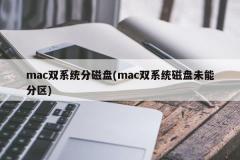 mac双系统分磁盘(mac双系统磁盘未能分区)