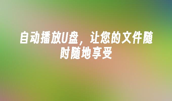 自动播放U盘，让您的文件随时随地享受